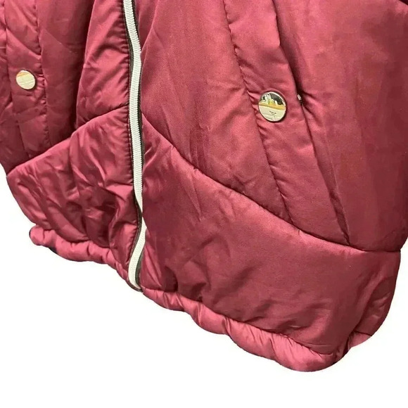 Me Jane Women's Small Burgundy Puffer Jacket Full Zip Polyester Lined NWT - Picture 2 of 6